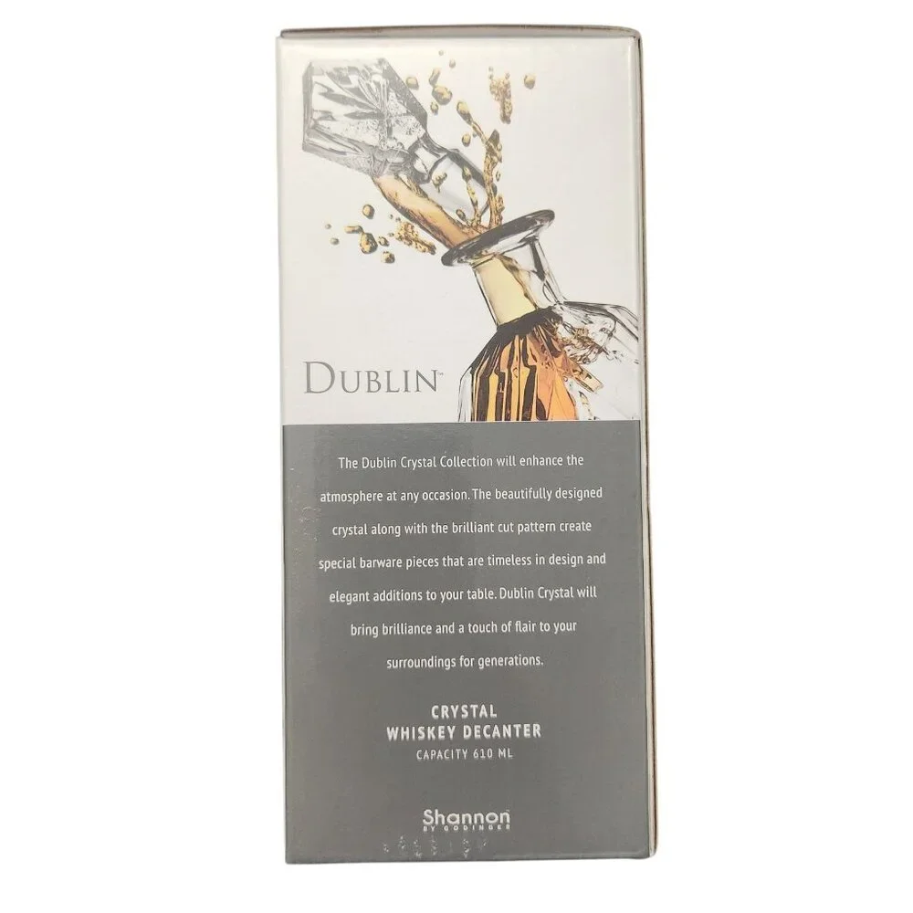 Dublin Crystal Whiskey Decanter With Stopper NEW! Shannon By Godinger